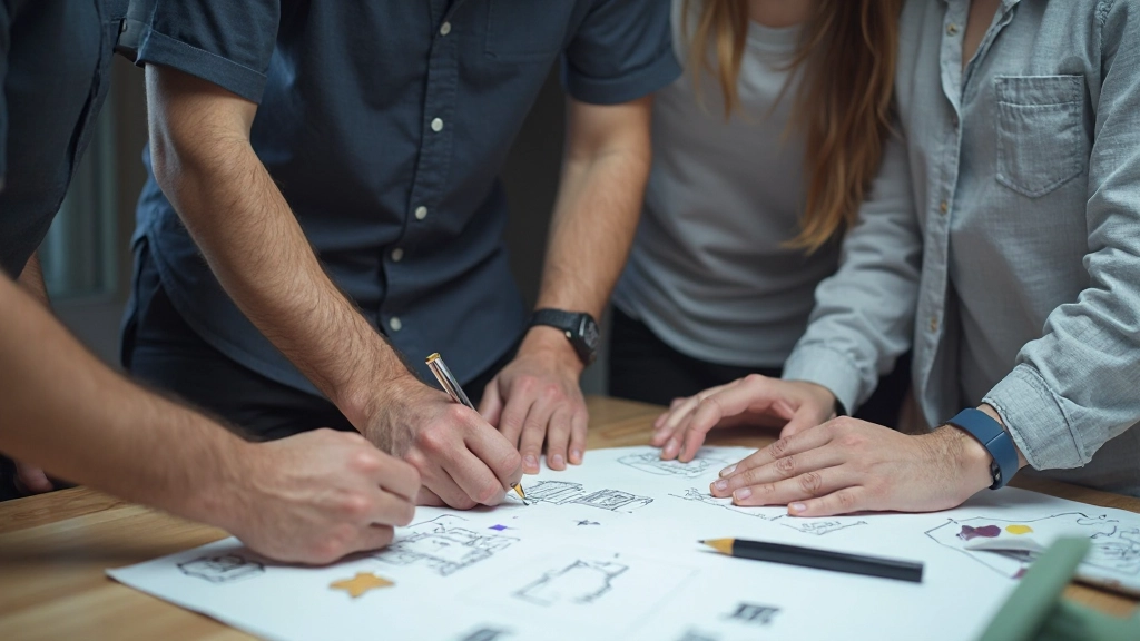 Design team collaborating on interface sketches