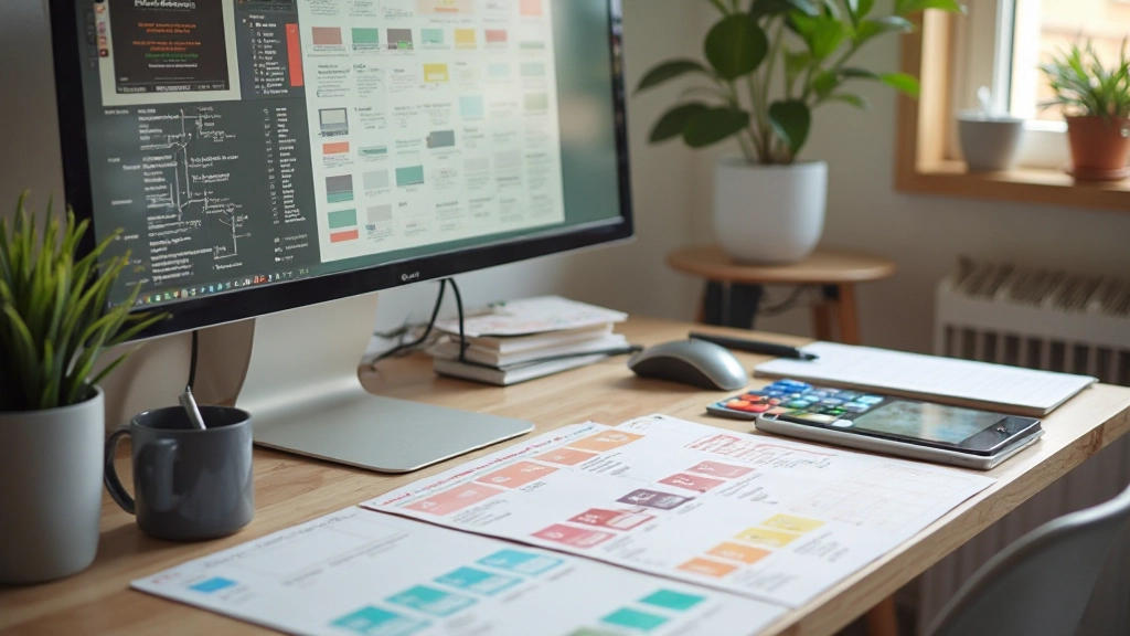 Designer's workspace showing color swatches and typography specifications for accessible design